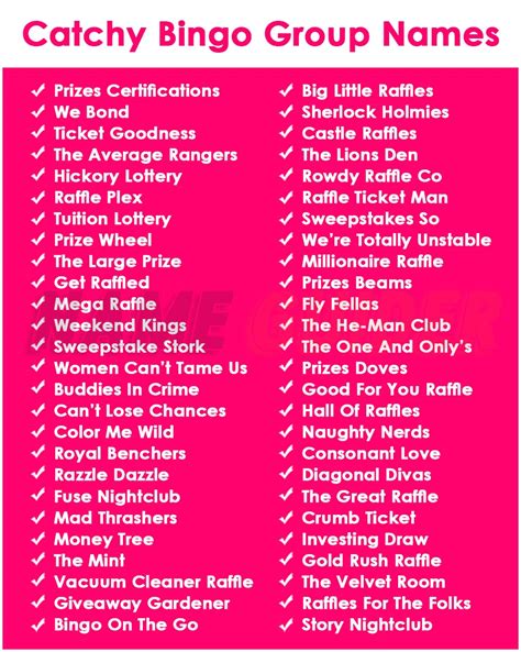 Bingo Names Ideas