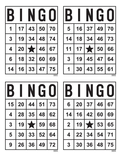 Bingo Play Cards Printable
