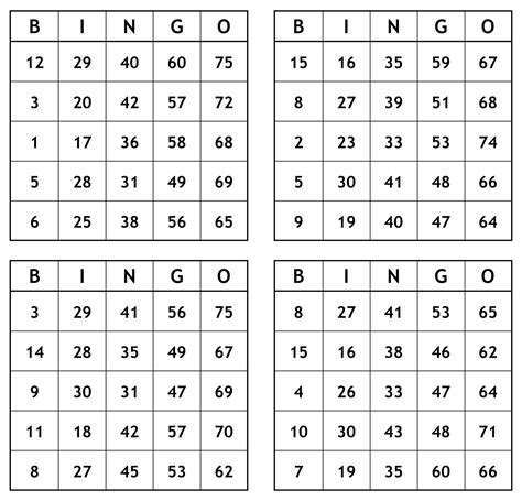 Bingo Playing Cards Printable
