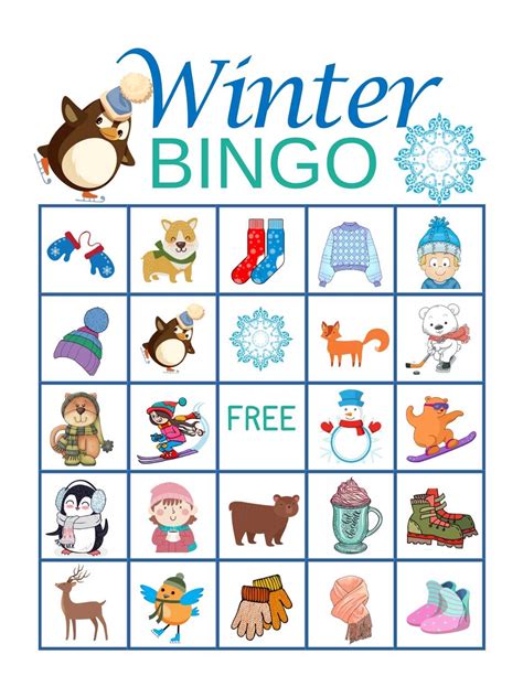 Bingo Winter Theme Free Printable