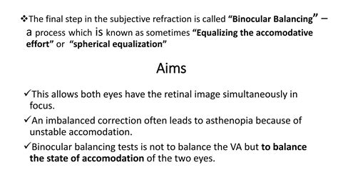 Binocular Balancing In Subjective Refraction
