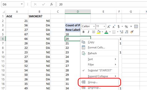 Bins In Excel Pivot Table