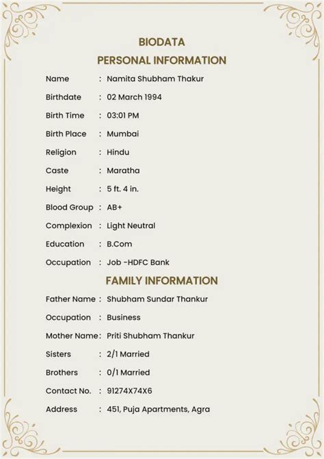 Within Marriage Biodata Template For Boy Bio data for marriage