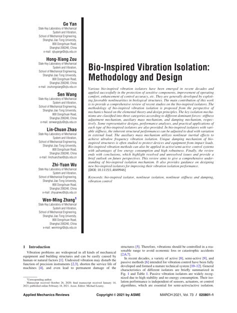 Bio-Inspired Vibration Isolation Methodology And Design