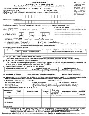 biodata fill up example with answer for job