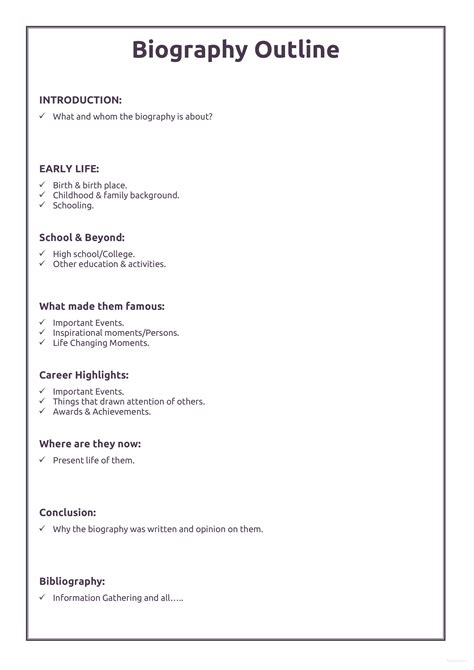 Autobiography Outline Template Pdf HQ Template Documents