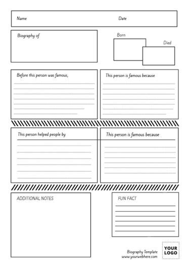 Biography Template Printable Biography Template
