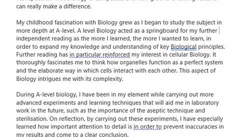 Check out this biology personal statement sample via this link https
