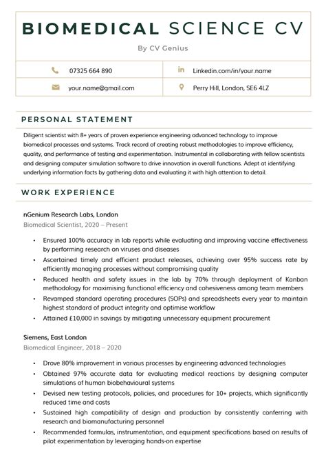 78 Cool Photography Of Biomedical Science Resume Examples
