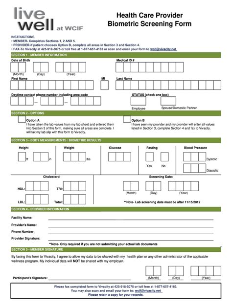biometric screening form pdf