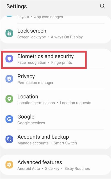 Biometrics Settings