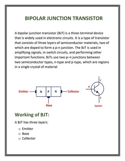 Bipolar Junction Transistor Applications Pdf