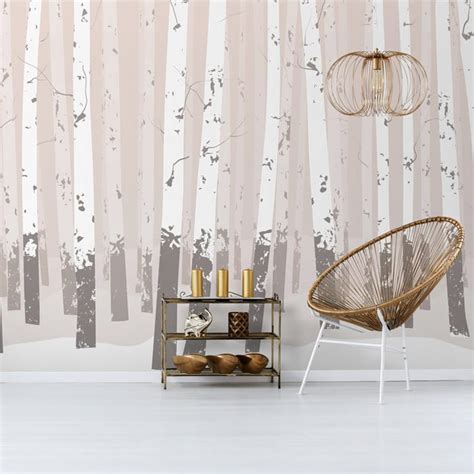 Birch Tree Wallpaper Pink