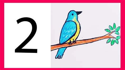 bird drawing with numbers
