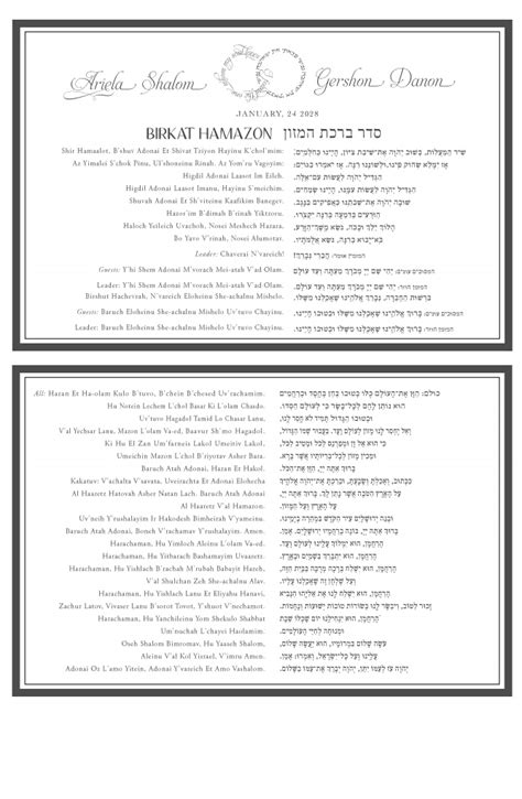 Birkat Hamazon Transliterated Text Printable