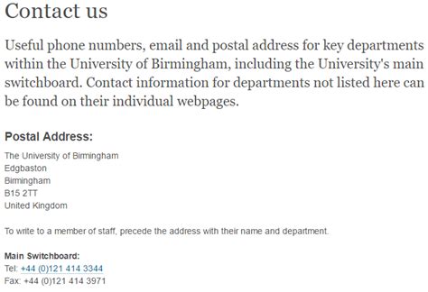 birmingham university contact email