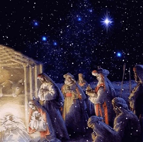 Birth Of Jesus With Sheep Glitter Graphic