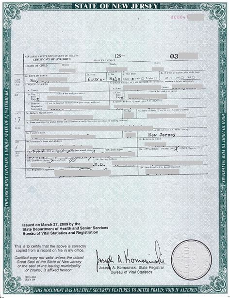 birth certificate replacement newark nj