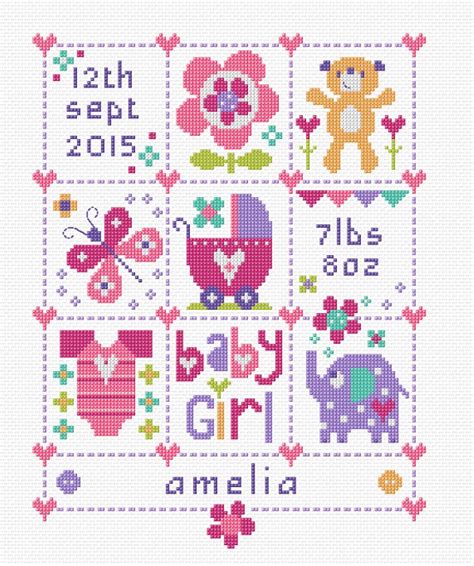 Birth Sampler Cross Stitch Patterns