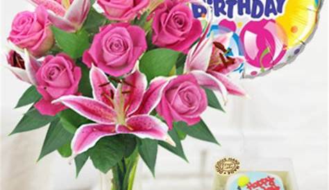 1-800-Flowers - Birthday Flower Cake Pastel - with Happy Birthday
