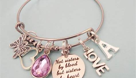 Best Friends Birthday Gift, Like a Sister Charm Bracelet, Personalized