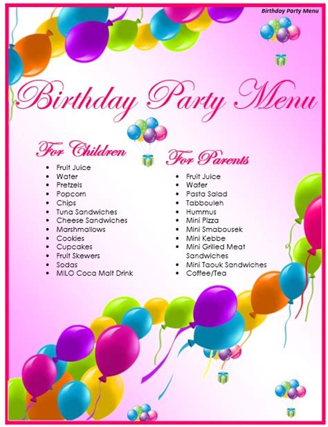 Birthday Menu 29+ Free Templates in PSD, EPS, Word Free & Premium