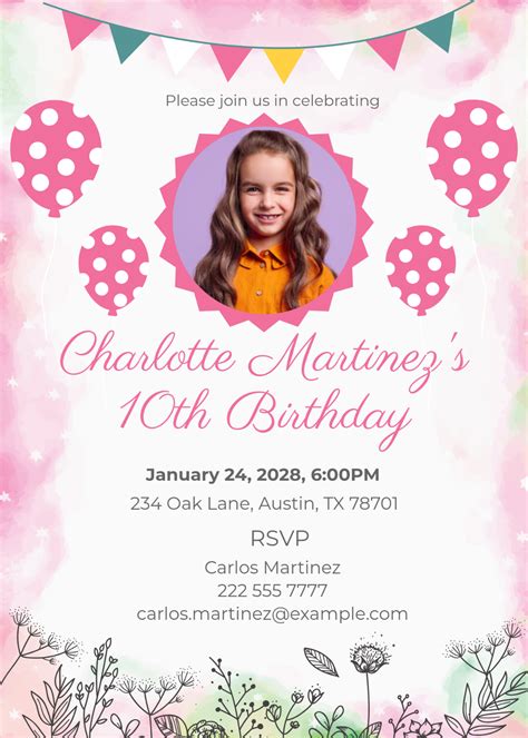 Birthday Invitation Template Printable