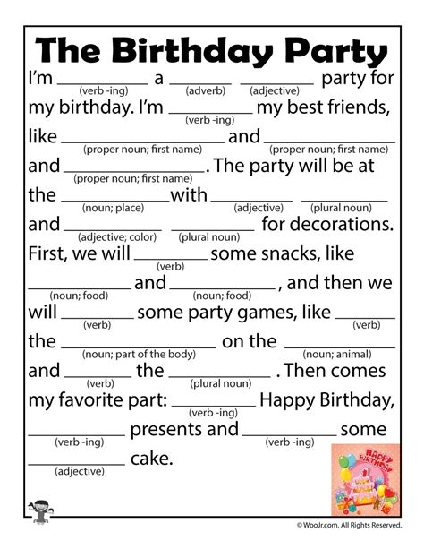 Birthday Mad Lib Printable