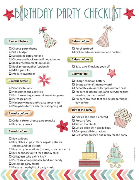 Birthday Party Planning Checklist Printable