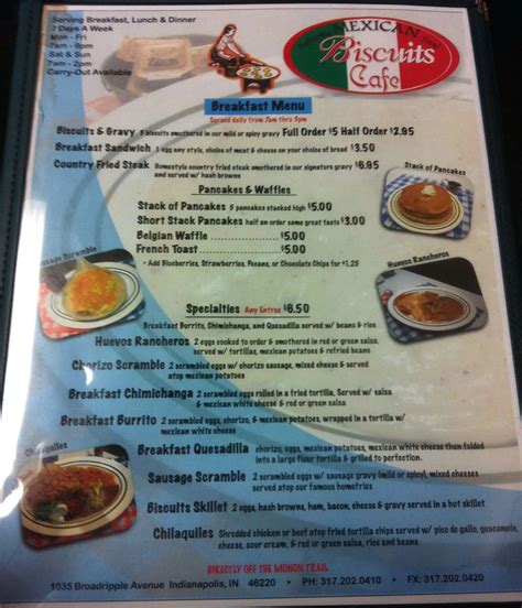 Biscuits Cafe Indianapolis Menu
