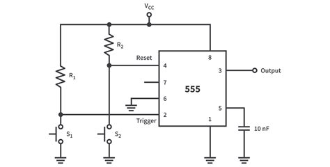 bistable multivibrator using 555 timer