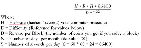 bitcoin mining calculator formula