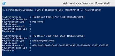 bitlocker powershell get recovery key