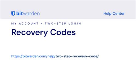 bitwarden two step login recovery code