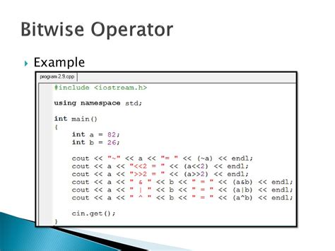 bitwise operator example