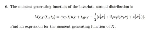 bivariate normal distribution moment generating function