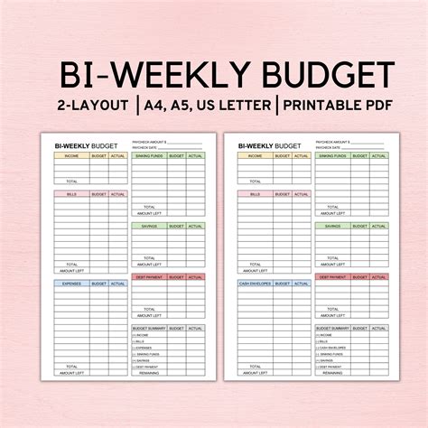 Printable Bi Weekly Budget Templates at