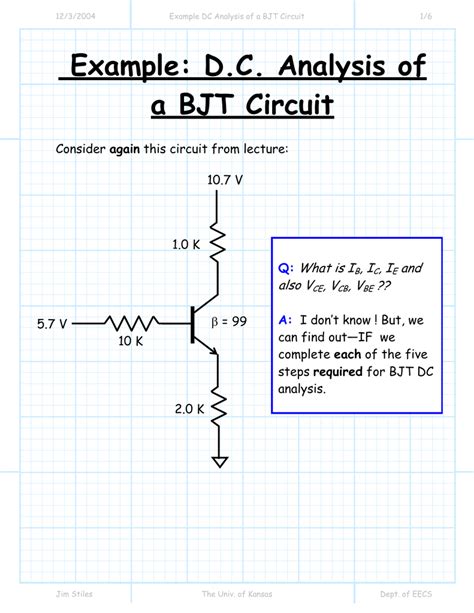 Bjt Transistor Dc Analysis Example