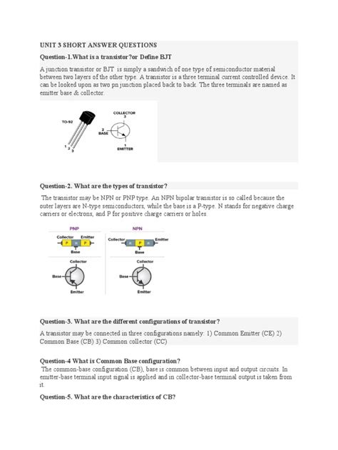 Bjt Transistor Questions And Answers Pdf