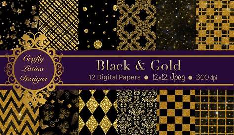 Black and Gold Papers | Gold digital paper, Digital scrapbook paper