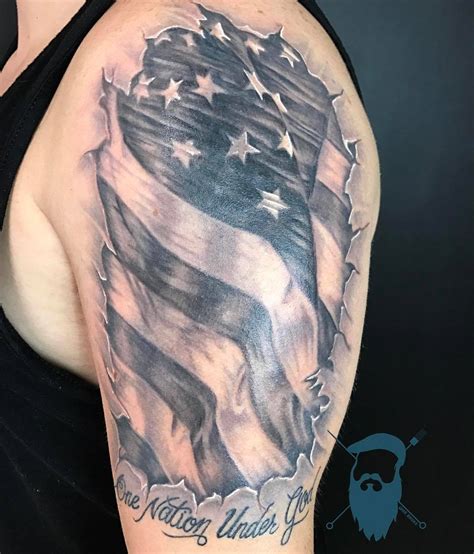 Expert Black And Gray American Flag Tattoo Designs References