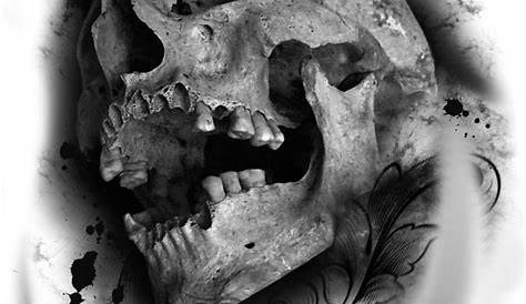 Black & Grey Skull Dark Art Illustrations, Illustration Art, Skull And