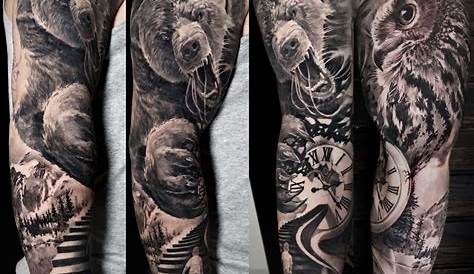 Image result for black and grey floral half sleeve tattoos | Half