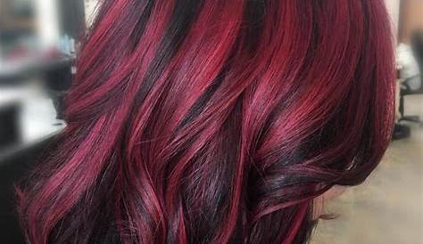 Black hair with maroon highlights. Hair beauty, Hair
