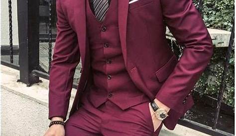 Black And Maroon Suit For Men Burgundy Wedding Tuxedos 2019 Two Button Peaked Lapel