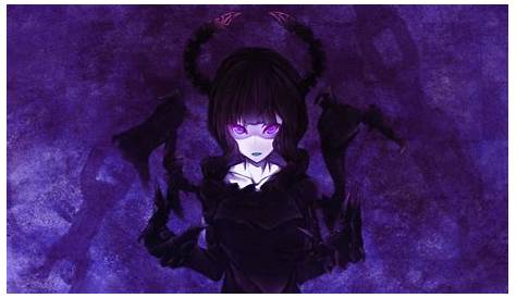 Purple Anime Wallpaper - Dark Black Background Purple Anime Girls Gun