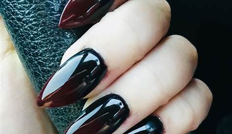 Black And Red Short Stiletto Nails Cat Eye
