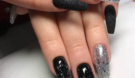 Black And Silver Acrylic Nail Ideas s s Coffin Prom s