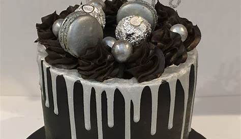 Black with Silver Drip Birthday Cake CBNC323 Cake Boutique