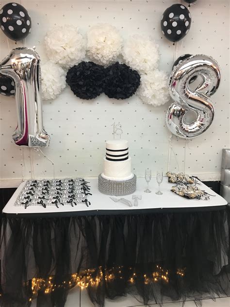 Black White and Silver Birthday Table Decor Birthday table